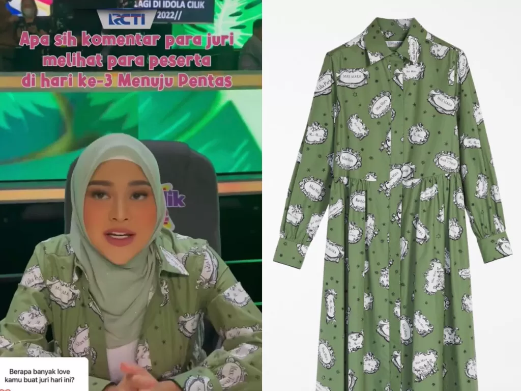Dress hijau Aurel Hermansyah (Instagram/@fashion_aureliehermansyah_atta)