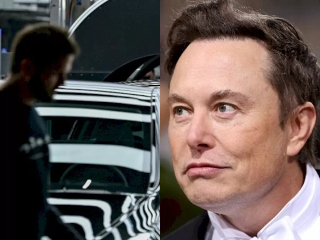 Karyawan di pabrik Tesla gagal bekerja di kantor setelah CEO Tesla Elon Musk menarik ucapannya. (REUTERS/Patrick Pleul/Pool & Andrew Kelly)