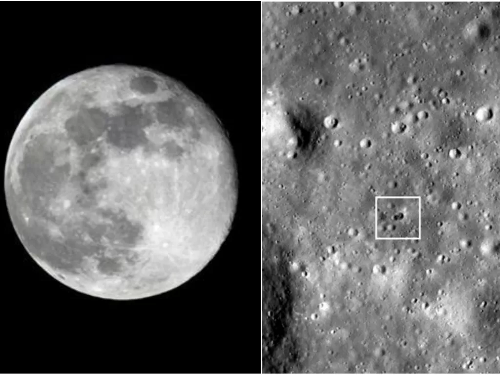 Bulan dihantam roket. (REUTERS/Larry Downing/NASA)