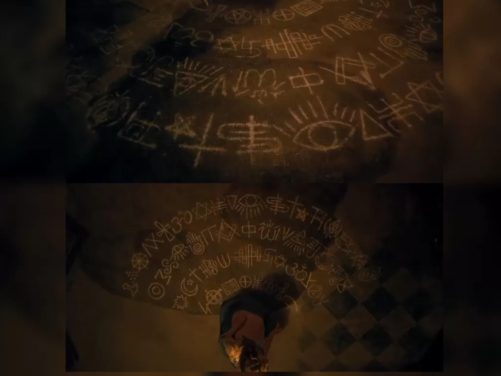 Lafaz Allah di lantai pada adegan The Umbrella Academy 3. (Netflix)