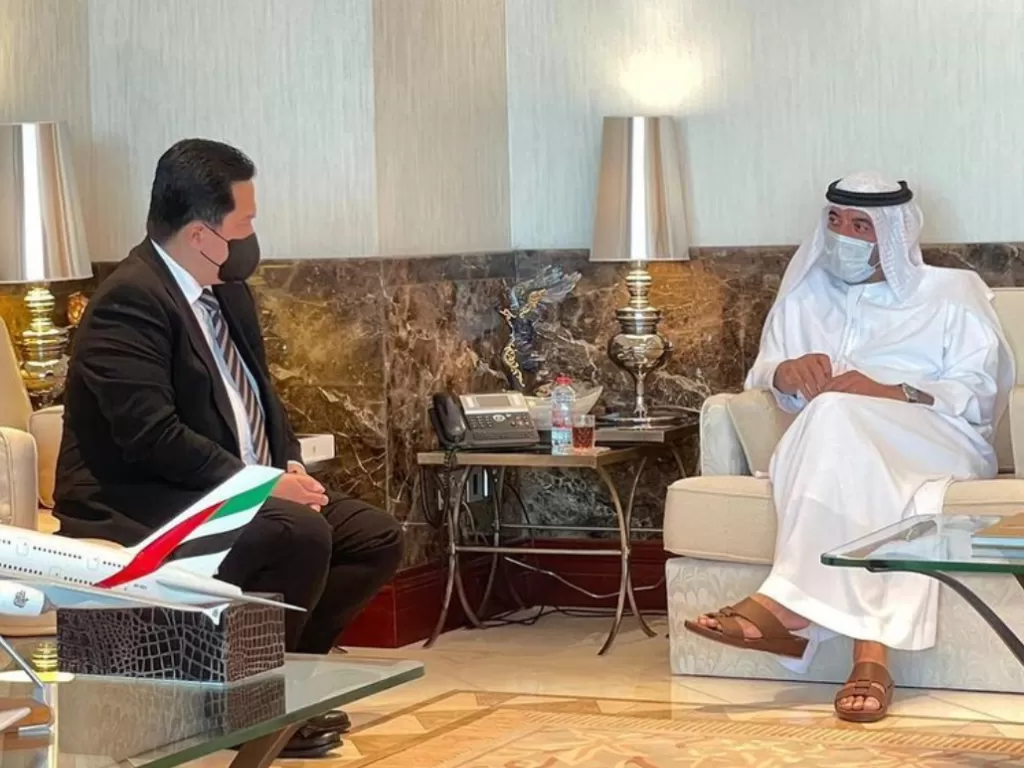 Pertemuan Erick Thohir dengan Sheikh Ahmed bin Saeed Al Maktoum (Instagram/@erickthohir)