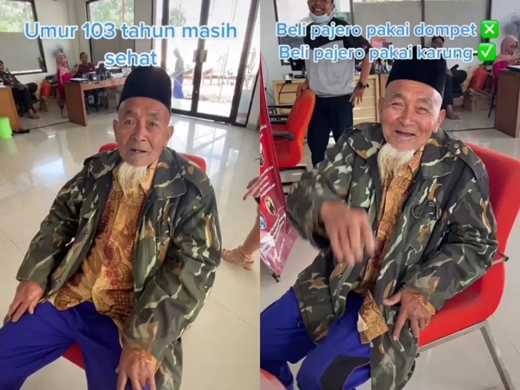 Sosok kakek viral yang beli Pajero bawa karung. (TikTok/@rtana042199)