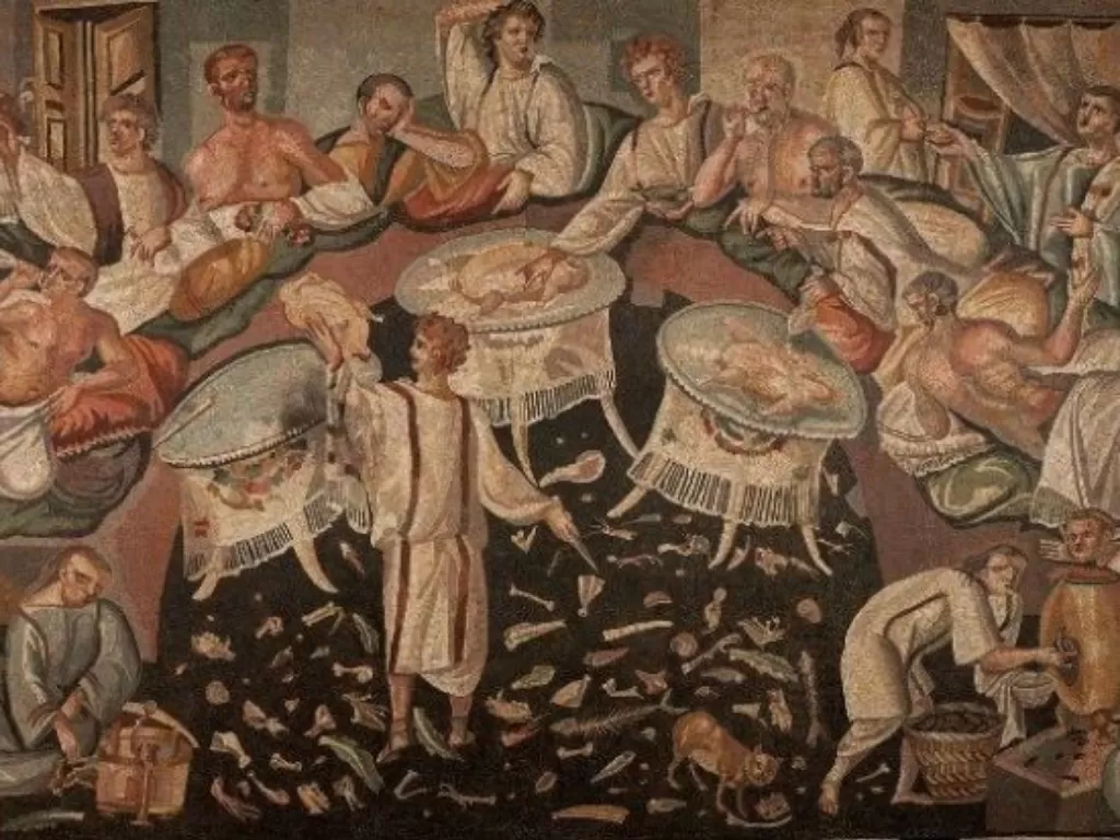 Ilustrasi orang Romawi makan. (Ancient Origins)