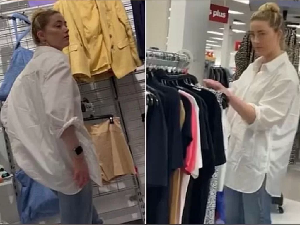 Amber Heard berbelanja di pasar swalayan (Instagram/girbaudtx)