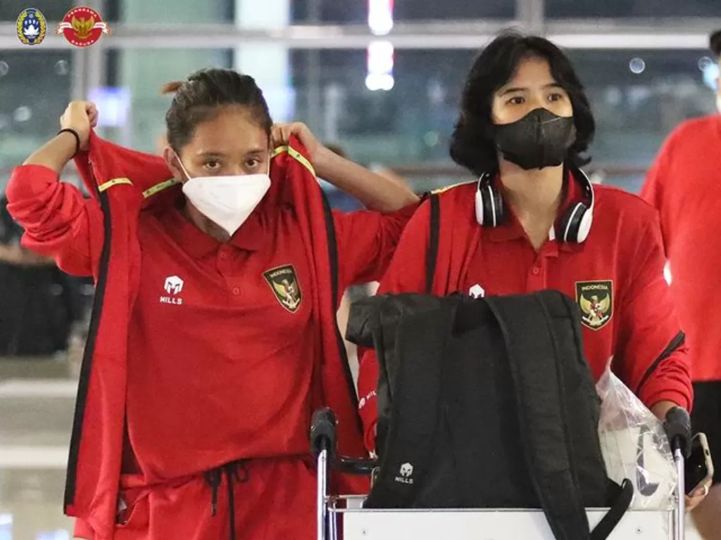 Penggawa timnas putri Indonesia tiba di Filipina, Sabtu (2/7/2022) jelang Piala AFF U-19 2022. (Instagram/@pssi)