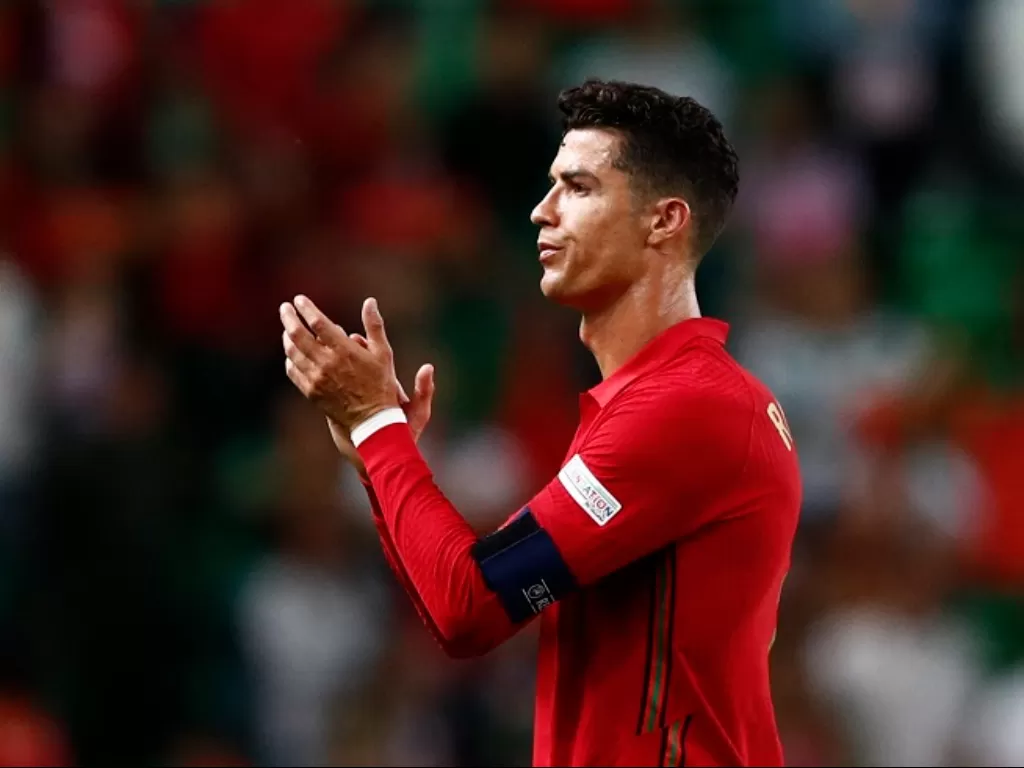 Pemain bintang Manchester United dan Timnas Portugal Cristiano Ronaldo (REUTERS/Pedro Nunes)