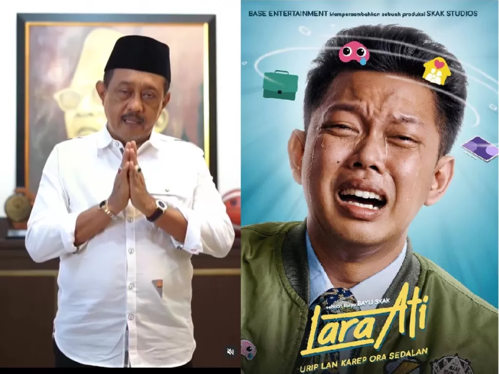 Kiri: Wakil Wali Kota Surabaya Armuji. (Instagram/@cakj1), kanan: Poster Lara Ati. (instagram/base.id).