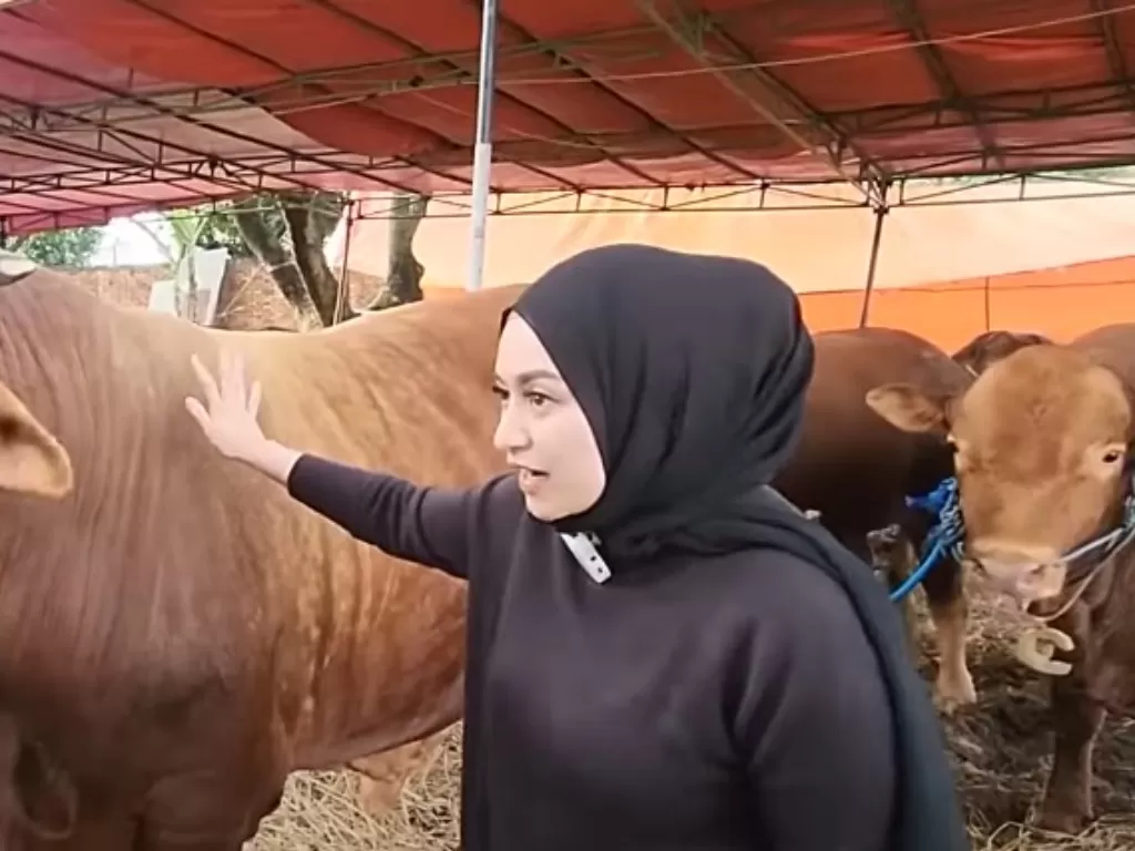 Nathalie Holscher pilih sapi untuk kurban. (YouTube/Nahtalie Holscher)
