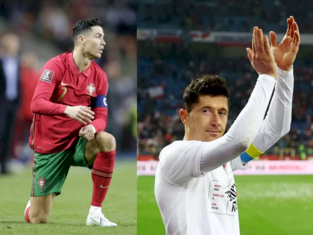 Cristiano Ronaldo (kiri), Robert Lewandowski (kanan). (REUTERS/Miguel Vidal/Kacper Pempel)