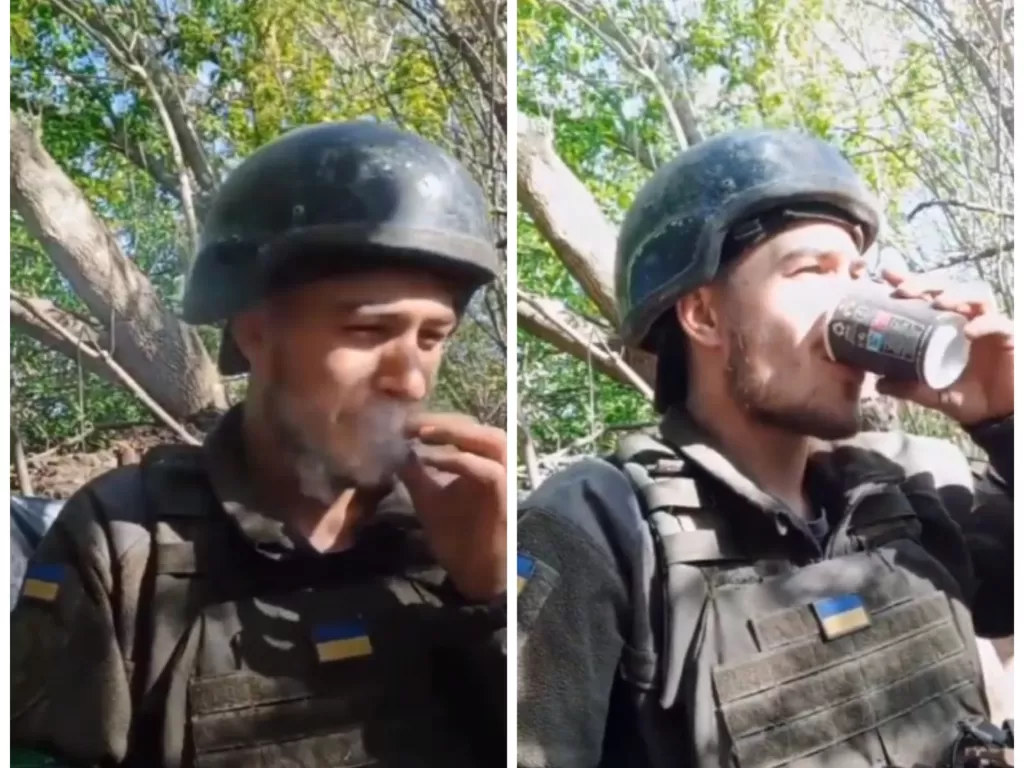 Tentara Ukraina tetap tenang saat di medan perang. (Twitter/@txtdariperokok)