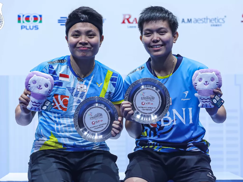 Apriyani Rahayu dan Siti Fadia juara Singapore Open 2022. (Dok. PBSI)