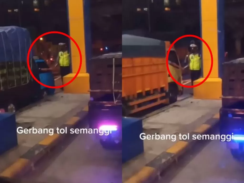 Aksi Oknum Polisi yang 'salaman' pada supir truk. (Instagram/@undercover.id)