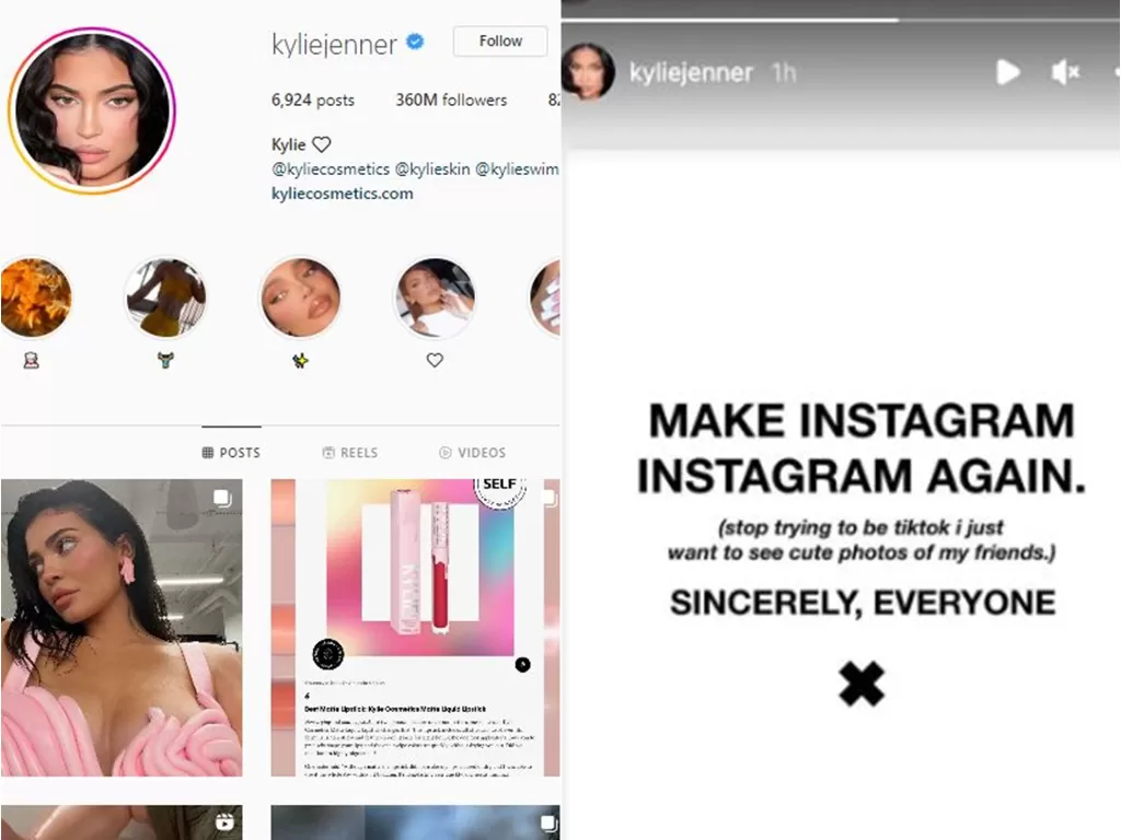 Kylie Jenner ungkap kekecewaan via story di Instagramnya (instagram)