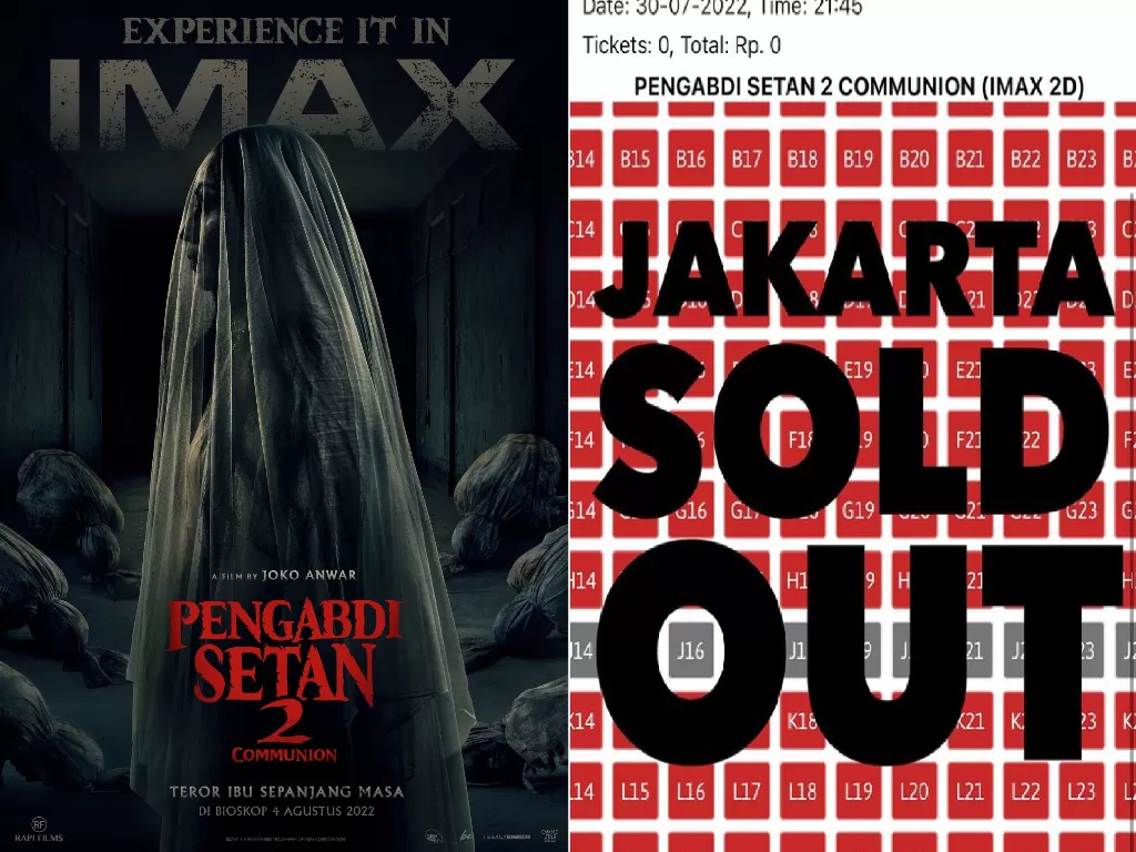 Tiket studio IMAX di Jakarta untuk Pengabdi Setan 2 ludes terjual. (Instagram/@jokoanwar).
