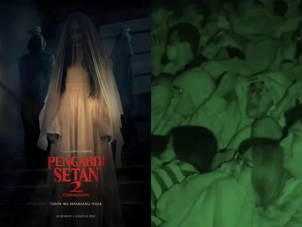 Kiri: Poster Pengabdi Setan 2: Communion. (Imdb) Kanan: Reaksi penonton yang dibagikan Joko Anwar. (Twitter/@jokoanwar)