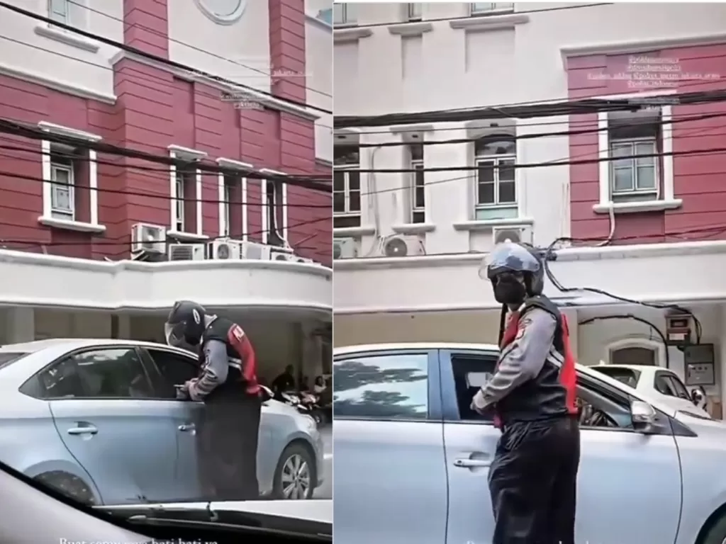 Viral dugaan Polisi Gadungan Stop Pengendara di Jakpus. (Instagram/@jakpus24jam)