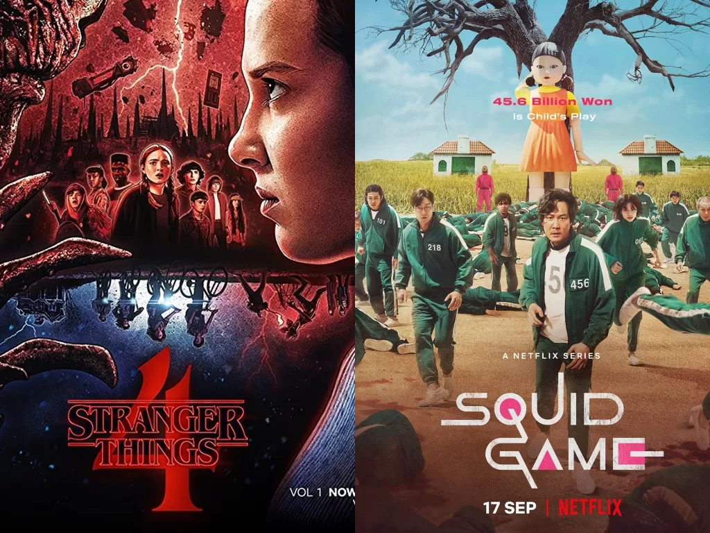 Poster Stranger Things 4 dan Squid Game (Istimewa)