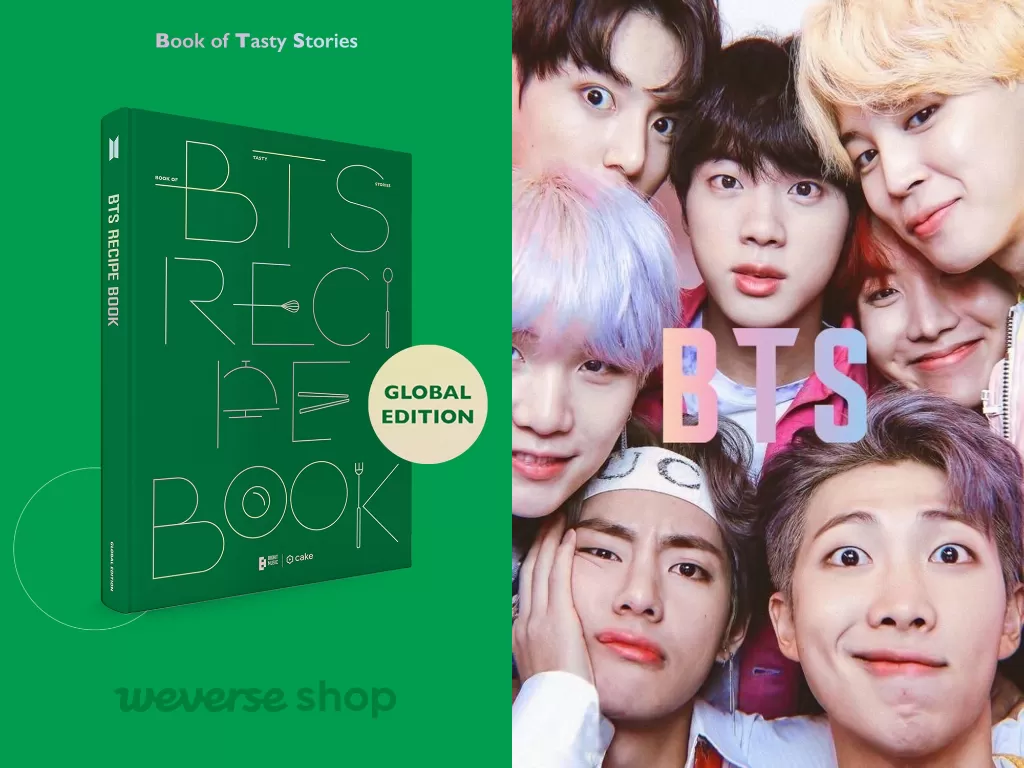 Kiri: BTS Recipe Book: Book of Tasty Stories. (facebook/weverse shop) / Kanan: Personil BTS. (army fandom)