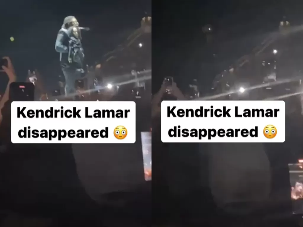 Kendrick Lamar menghilang seperti pesulap di tengah konsernya. (tiktok/@musik tapped)