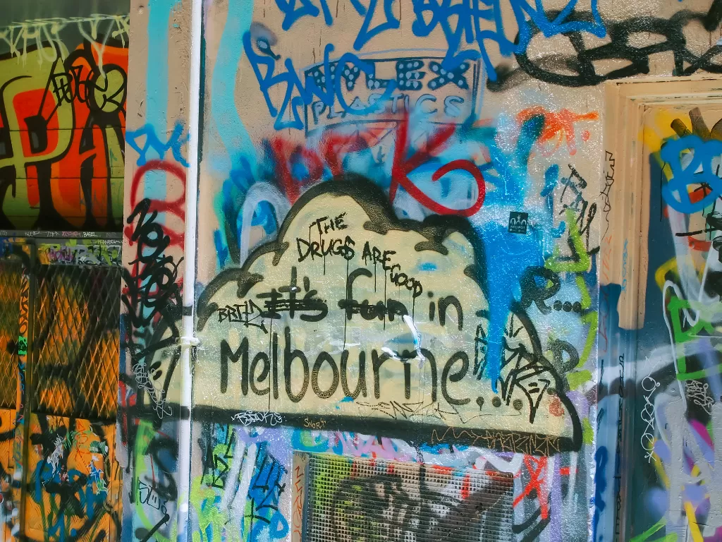 Hosier Lane, gang penuh grafiti di Melbourne. (Fabiola Lawata/Z Creators)