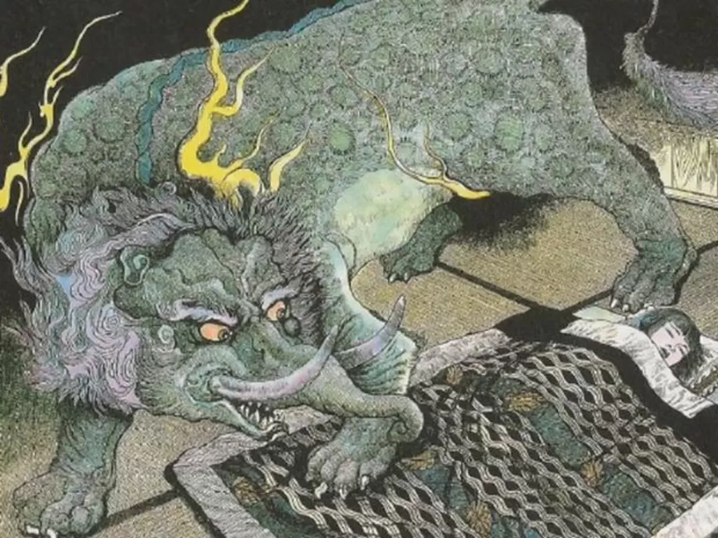 llustrasi monster Baku yang mampu melahap mimpi buruk orang Jepang. (Japanese Culture)
