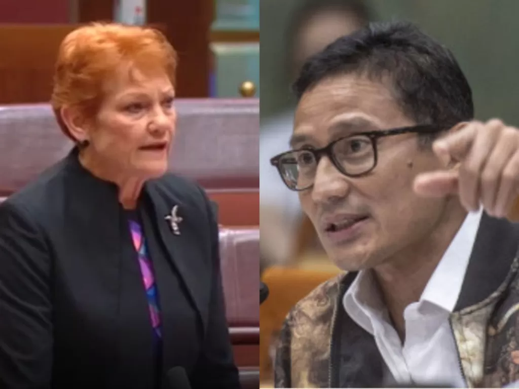 Senator Australia Pauline Hanson hina Bali penuh kotoran sapi, Menparekraf Sandiaga Uno tak terima. (Foto/Instagram/Antara)