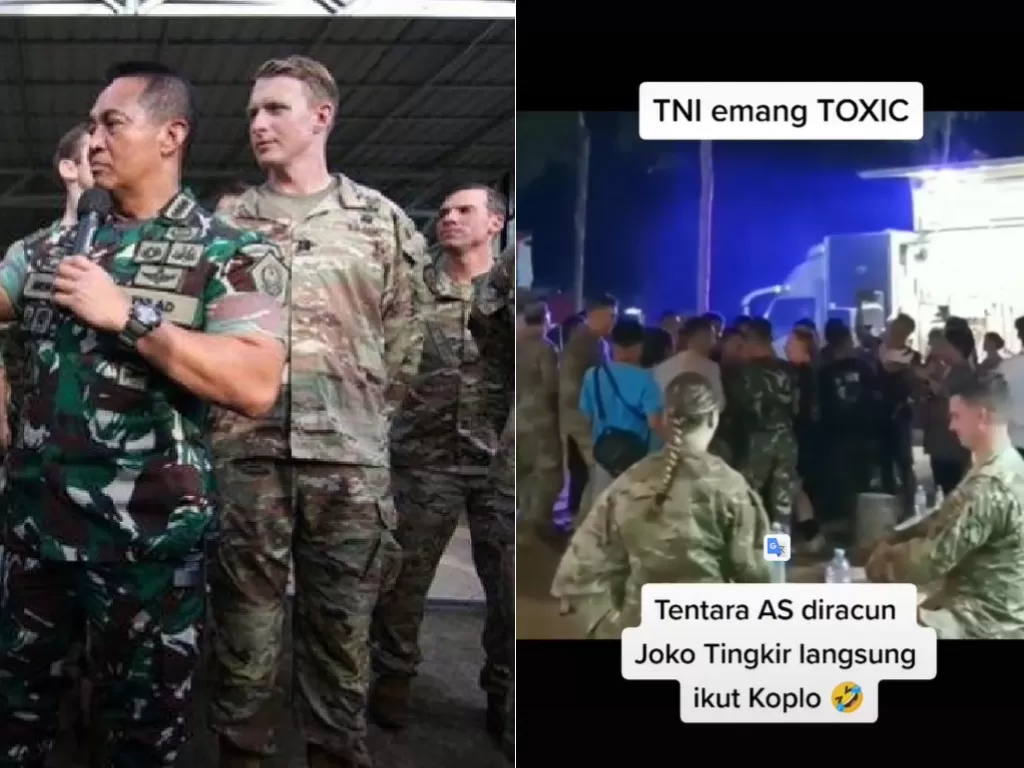 TNI dan Tentara Amerika. (ANTARA/HO-Penerangan Kodam XII/Tanjungpura), video tentara AS dan TNi joget koplo. (Tiktok/Tentarareceh).