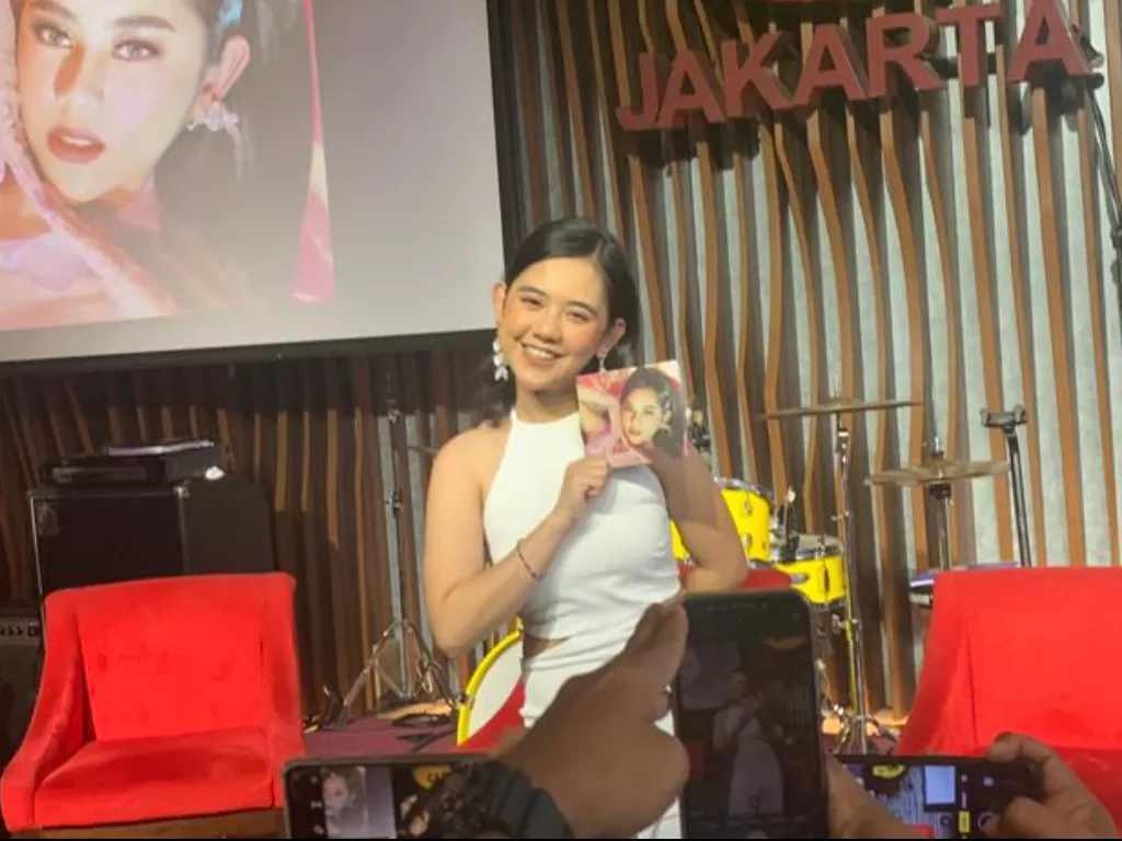 Ziva Magnolya saat perilisan album 'Magnolya' di Hard Rock Cafe, Jakarta, Senin (8/8/2022). (INDOZONE/Nanda).