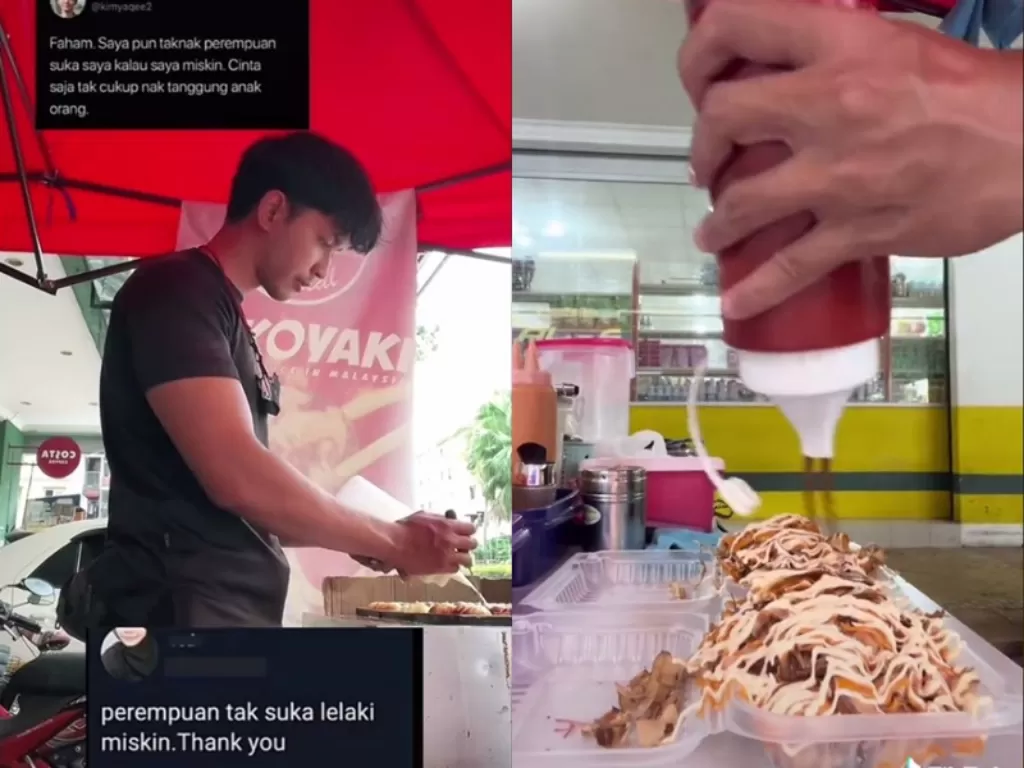 Viral penjual Takoyaki tampan yang jualan karena gagal kerja di penerbangan. (TikTok/@iamujang)