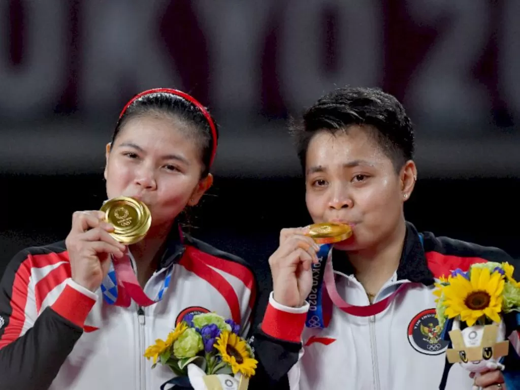 Greysia Polii dan Apriyana Rahayu raih emas di Olimpiade Tokyo 2020. (Dok. PBSI)