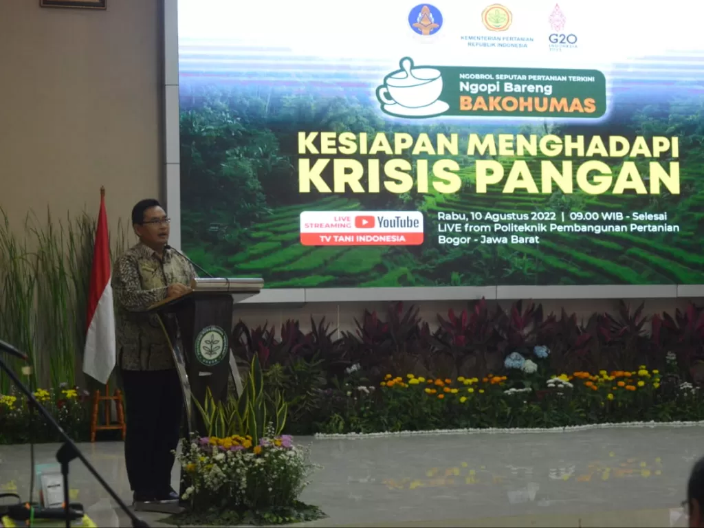 Usman Kansong saat menyampaikan sambutan pertemuan Bakohumas di Kampus Polbangtan Bogor Kementerian Pertanian, Rabu (10/8/2022)