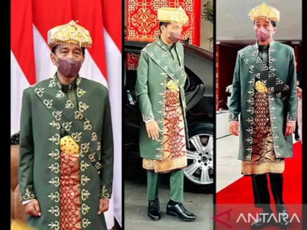 Presiden Joko Widodo mencuri perhatian dengan baju adat Paksian dari Bangka (ANTARA/HO- Setpres-Agus SupartoLaily-Rachev)