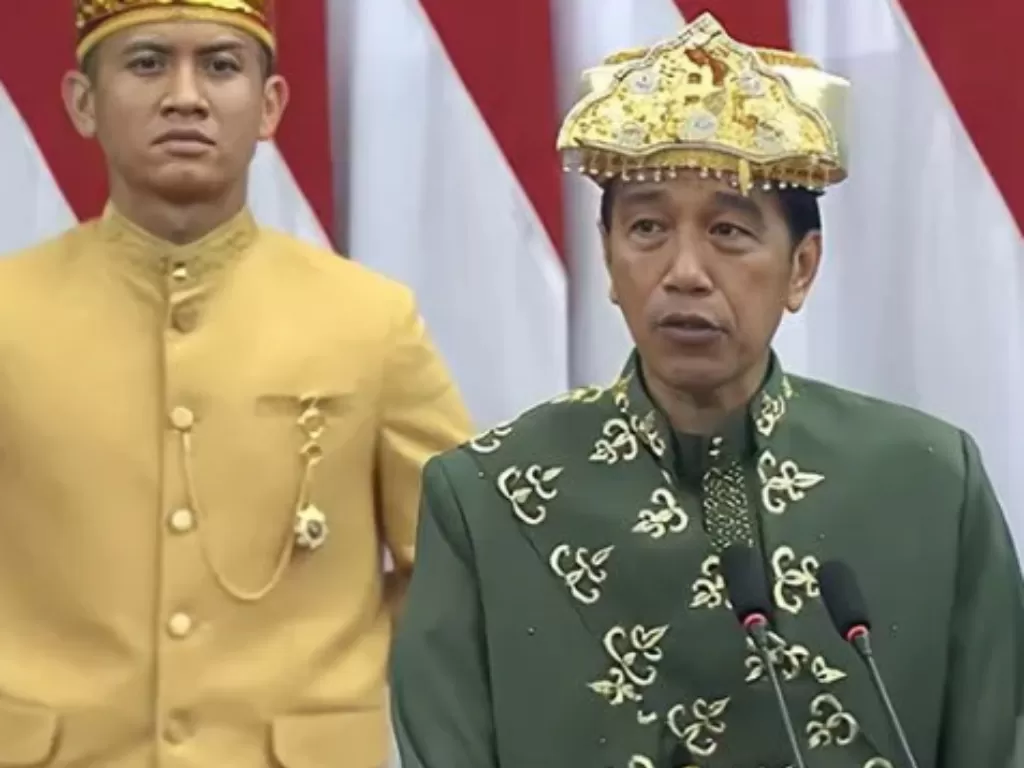 Tangkapan layar - Presiden Joko Widodo saat berpidato pada Sidang Tahunan MPR RI dan Sidang Bersama DPR RI dan DPD RI Tahun 2022 di Gedung MPR/DPR/DPD RI, Jakarta, Selasa (16/8/2022). ANTARA/Youtube Sekretariat Presiden