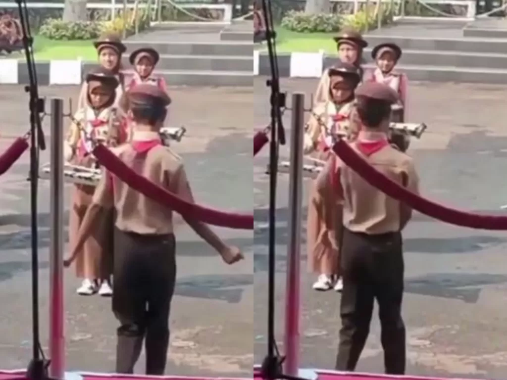 Viral bocah goyang punggung saat show marching band. (Instagram/@rezalalfarez)