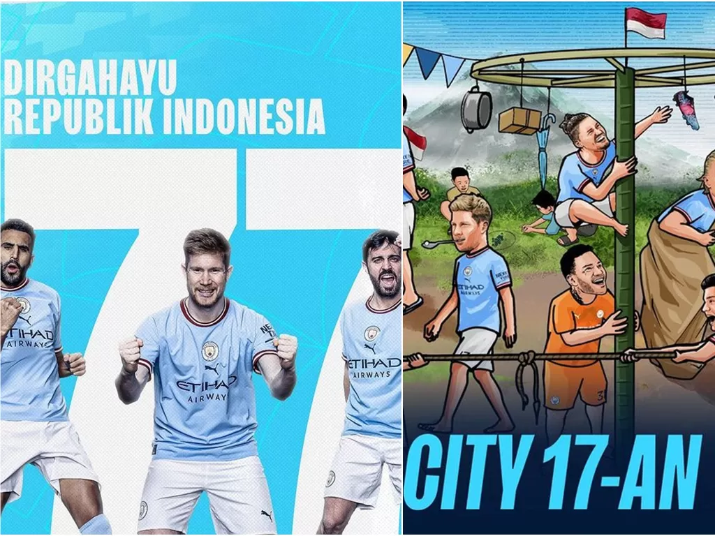 Postingan Manchester City rayakan HUT RI ke-77. (Instagram/@mancity)