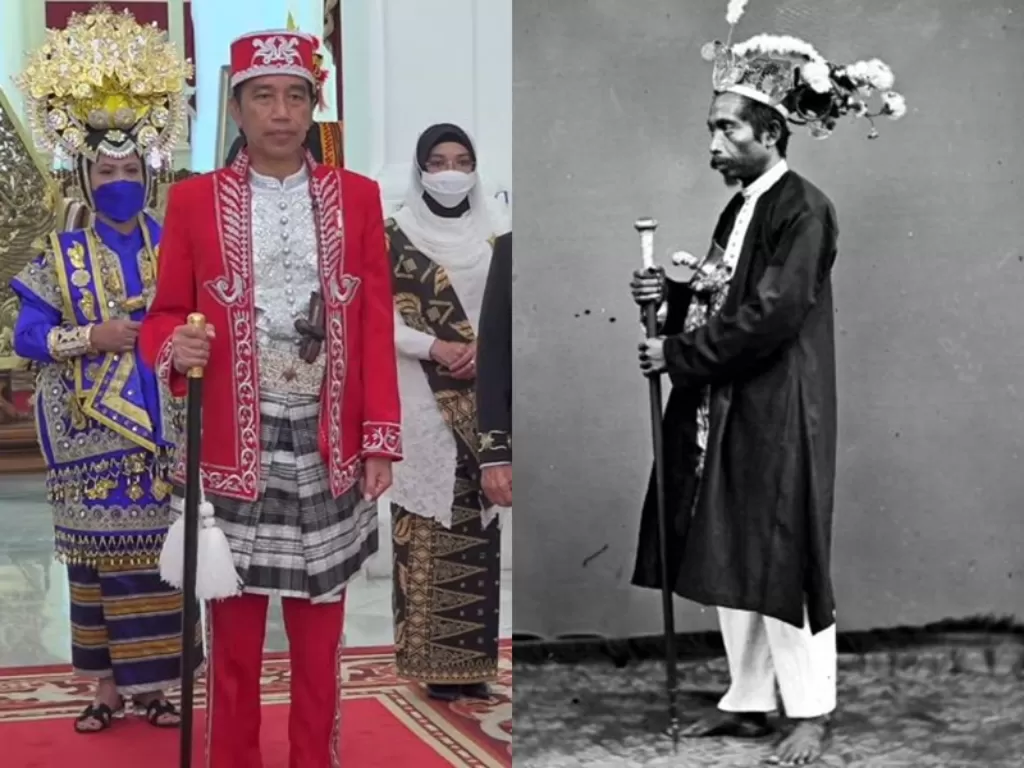 Keistimewaan Dolomani, pakaian adat khas Kesultanan Buton yang dipakai Jokowi saat Upacara Kemerdekaan RI ke-77. (Youtube/Sekretariat Negara)