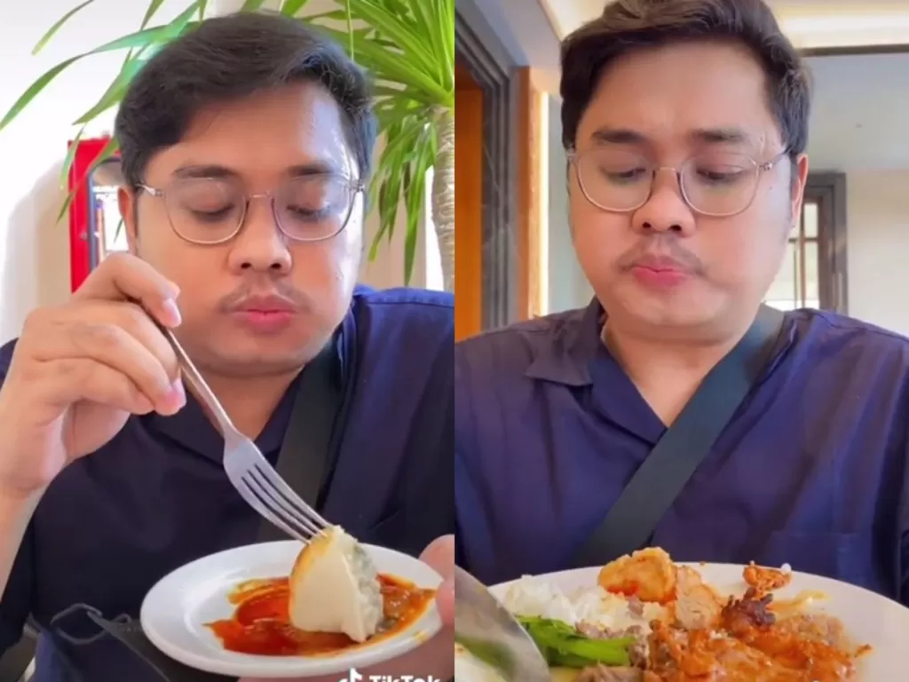 Momen pria yang makan di kondangan berasa all you can eat. (TikTok/@dr.inseqyuur)