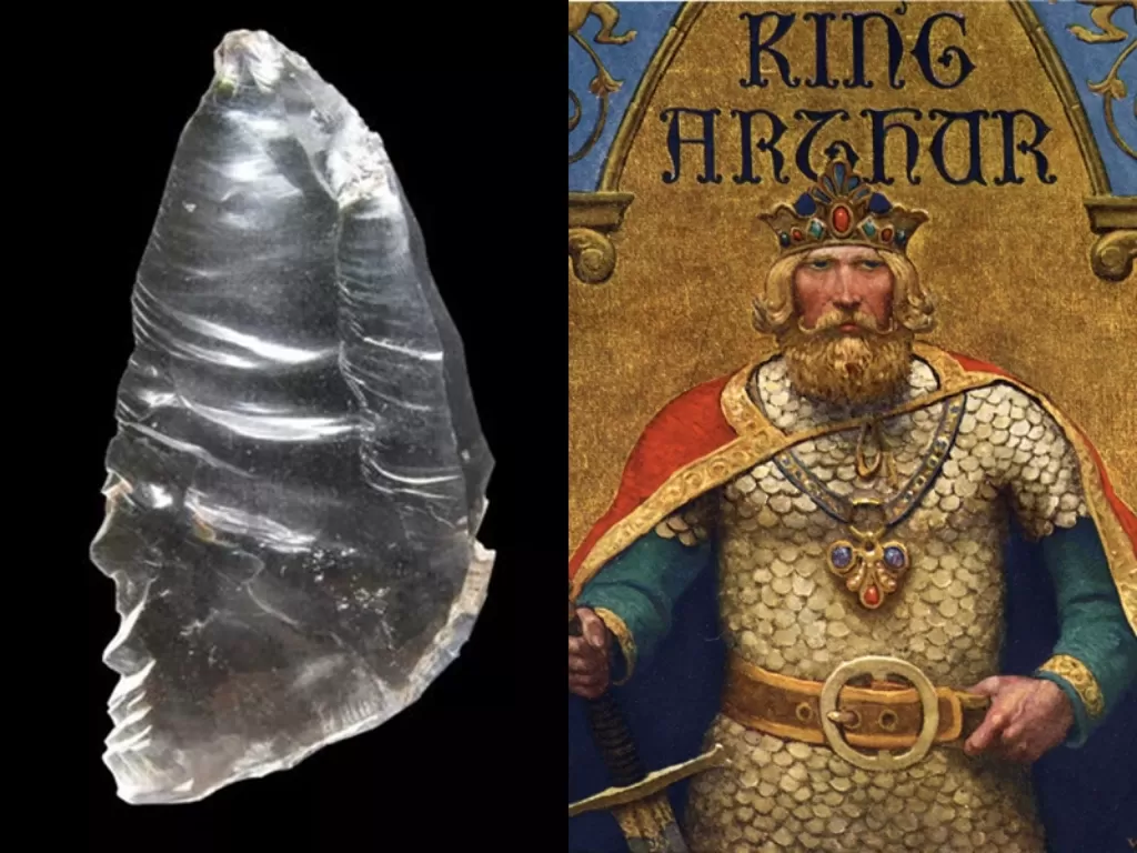 Kiri: Penemuan batu kristal ajaib di zaman batu. (Livescience) Kanan: Mitologi Raja Arthur. (Cornwall Guide)