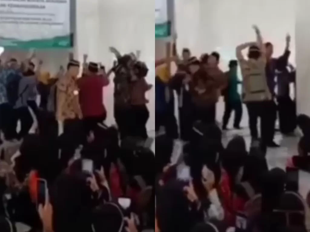 Video sekelompok mahasiswa yang berjoget lagu Ojo Dibandingke di masjid. (instagram/@hariankopas)