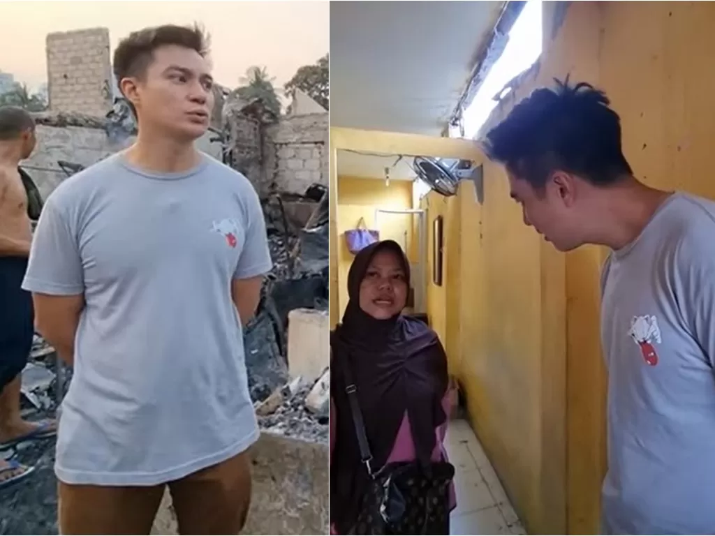 Baim Wong tinjau warteg yang selamat dari kebakaran (YouTube/Baim Paula)