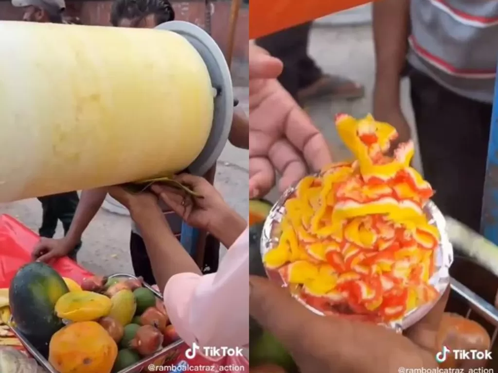 Cara pembuatan es krim India rasa buah-buahan. (TikTok/@ramboalcatraz_)