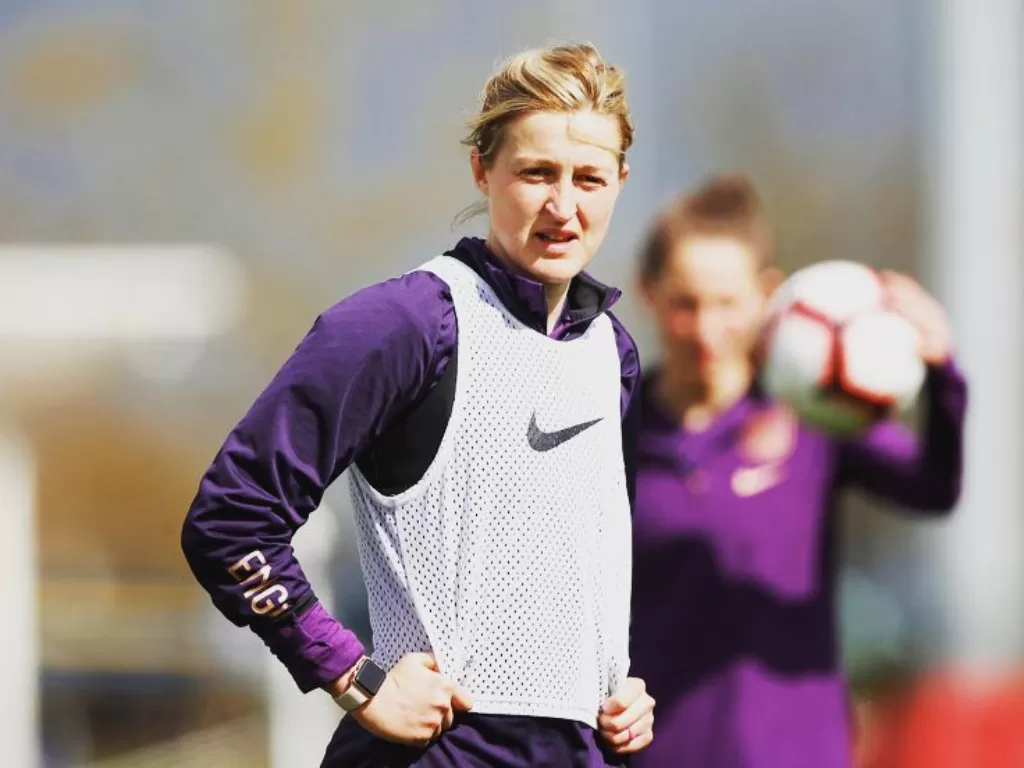 Mantan pemain tim nasional (timnas) wanita Inggris, Ellen White. (Instagram/@ellsbells89)