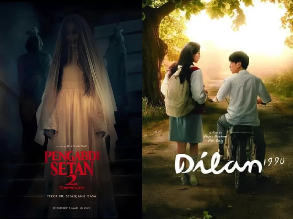 Pengabdi Setan 2: Communion. (Instagram/PengabdiSetan2Film), Dilan 1990. (Wikipedia).