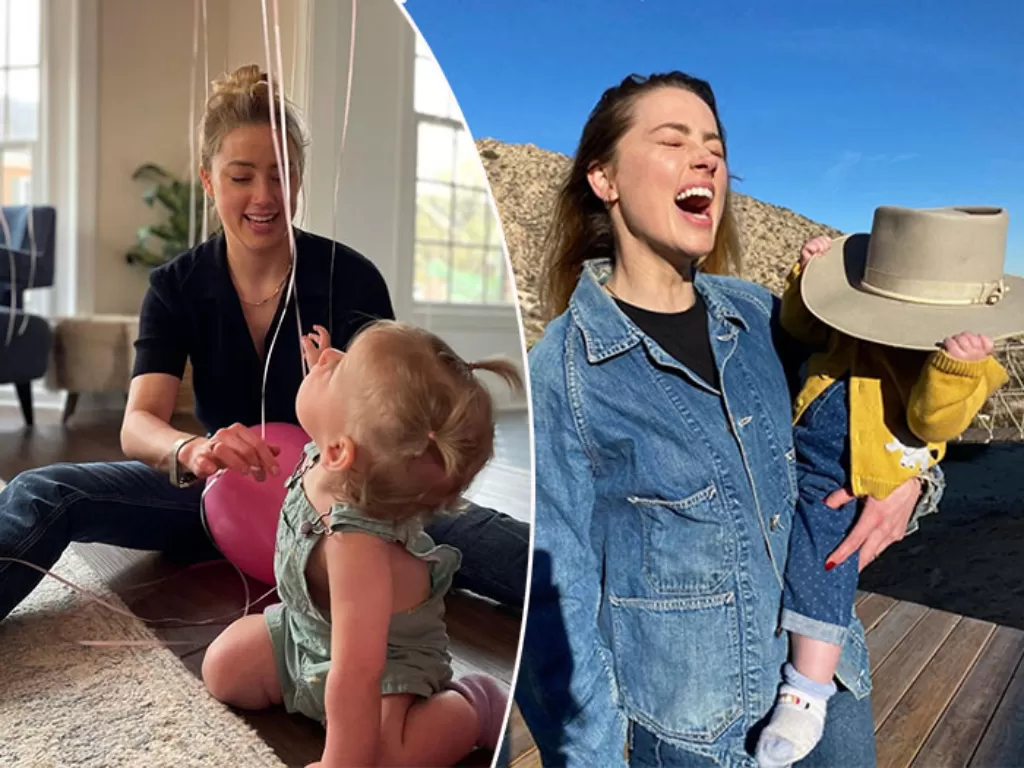 Amber Heard bersama bayi perempuannya yang dituding palsu. (Instagram/amberheard)