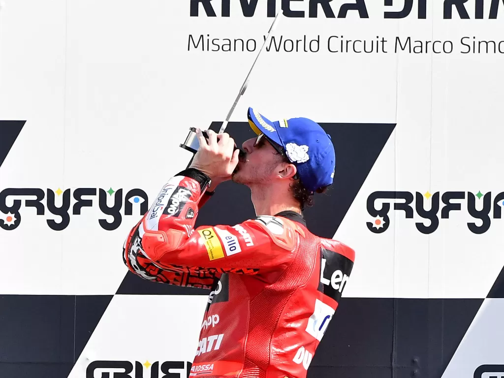 Francesco Bagnaia juara di GP San Marino. (REUTERS/Jennifer Lorenzini)
