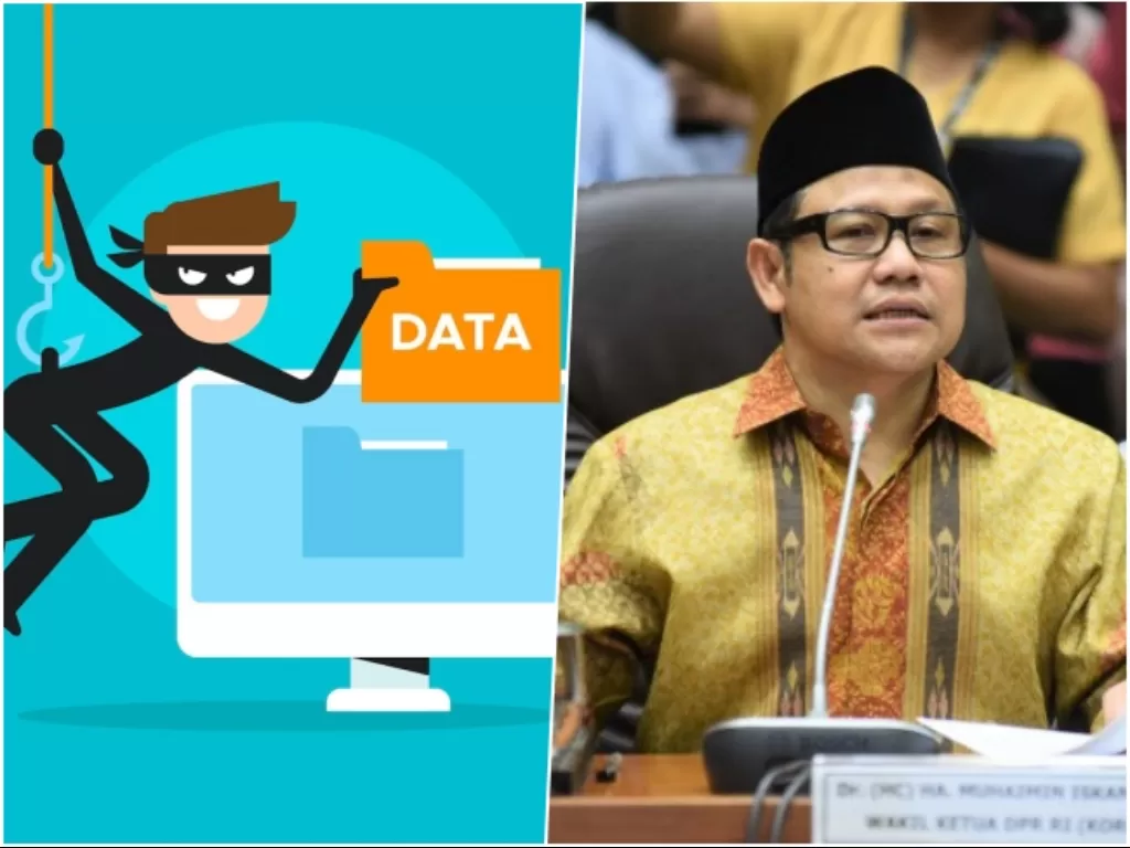 Ilustasi pencurian data. (Freepik) dan Muhaimin Iskandar. (Dok. DPR RI)