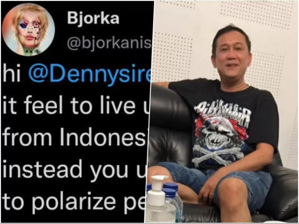 Bjorka sebut nama Denny Siregar. (Twitter/@abu_waras) dan Denny Siregar. (Instagram/@dennysirregar)