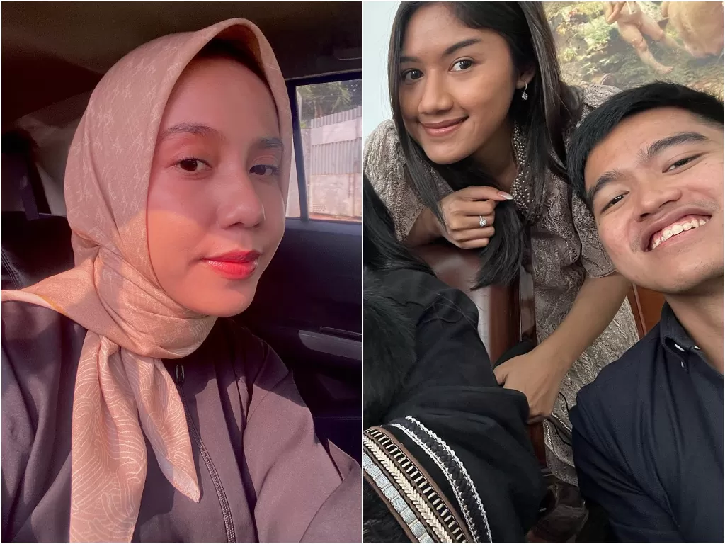 Kiri: Nadya Arifta (Instagram/nadrifta) Kanan: Kaesang Pangarep dan Erina Gudono (YouTube/Sekretariat Presiden)