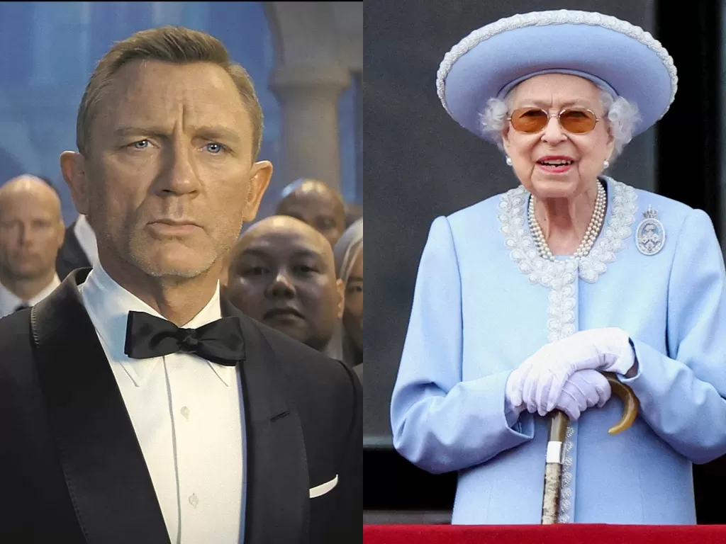 Daniel Craig sebagai James Bond dan Ratu Elizabeth II (IMDb/REUTERS/Hannah McKay)