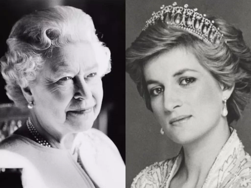 Kiri: Ratu Elizabeth II. (Instagram/theroyalfamily)/ Kanan: Lady Diana. (National Portrait Gallery, London)